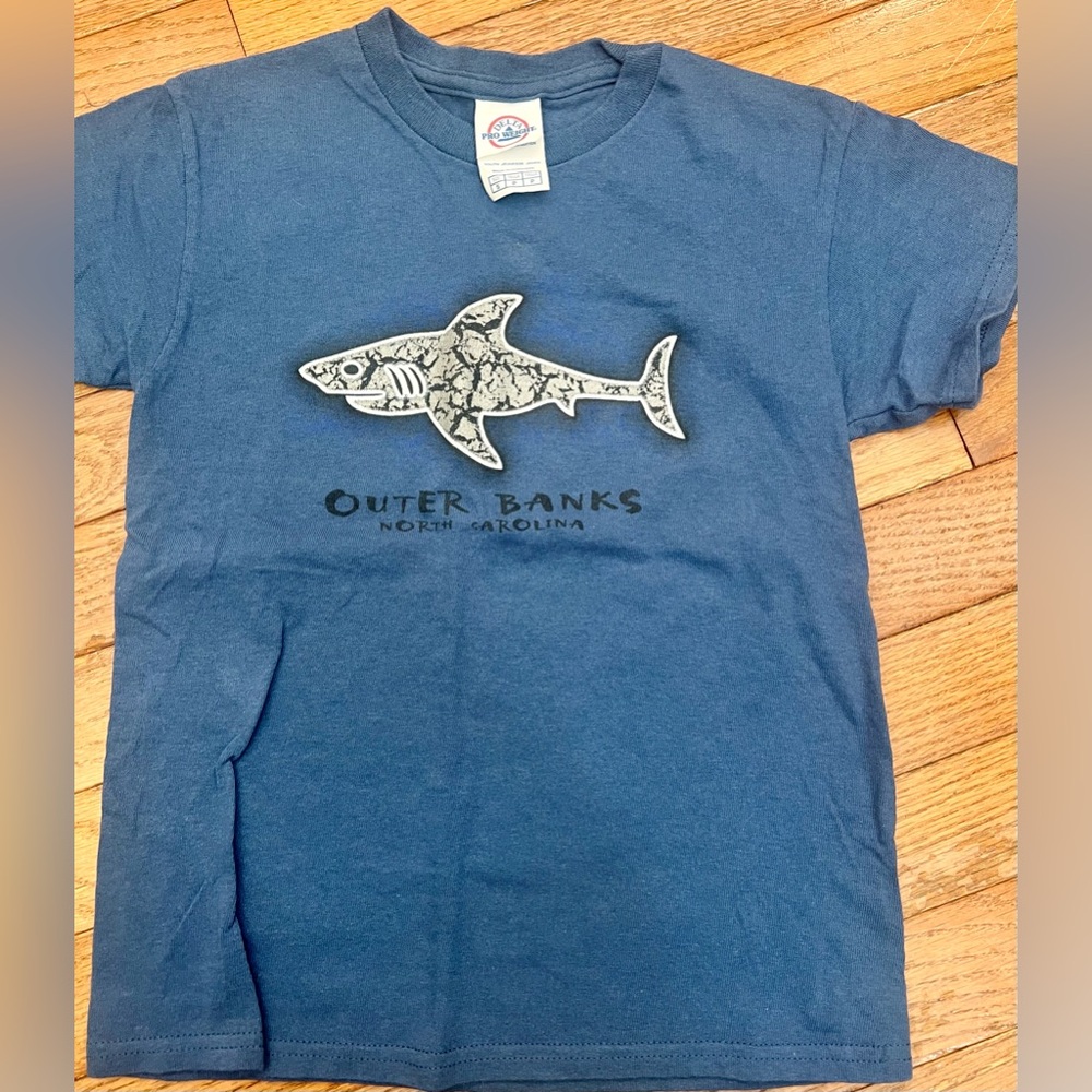 OBX Outer Banks Delta Kids Shark Tee - Navy YS